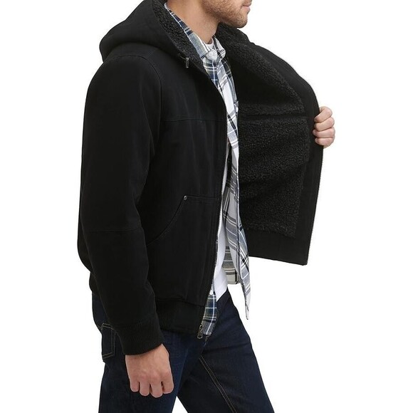 Levi’s Canvas Hooded Utility Jacket Men’s Sherpa Lined Work‎ Jacket Black M $225 - Picture 2 of 6